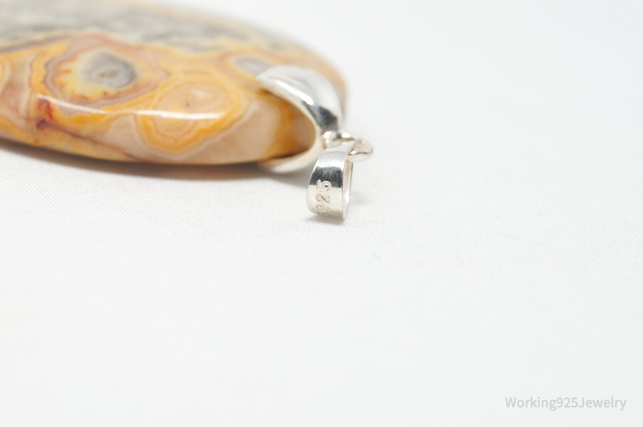 Vintage Large Orange Lace Agate Sterling Silver Necklace Pendant | Jewelry > Necklaces > Pendants | Wiccan Center