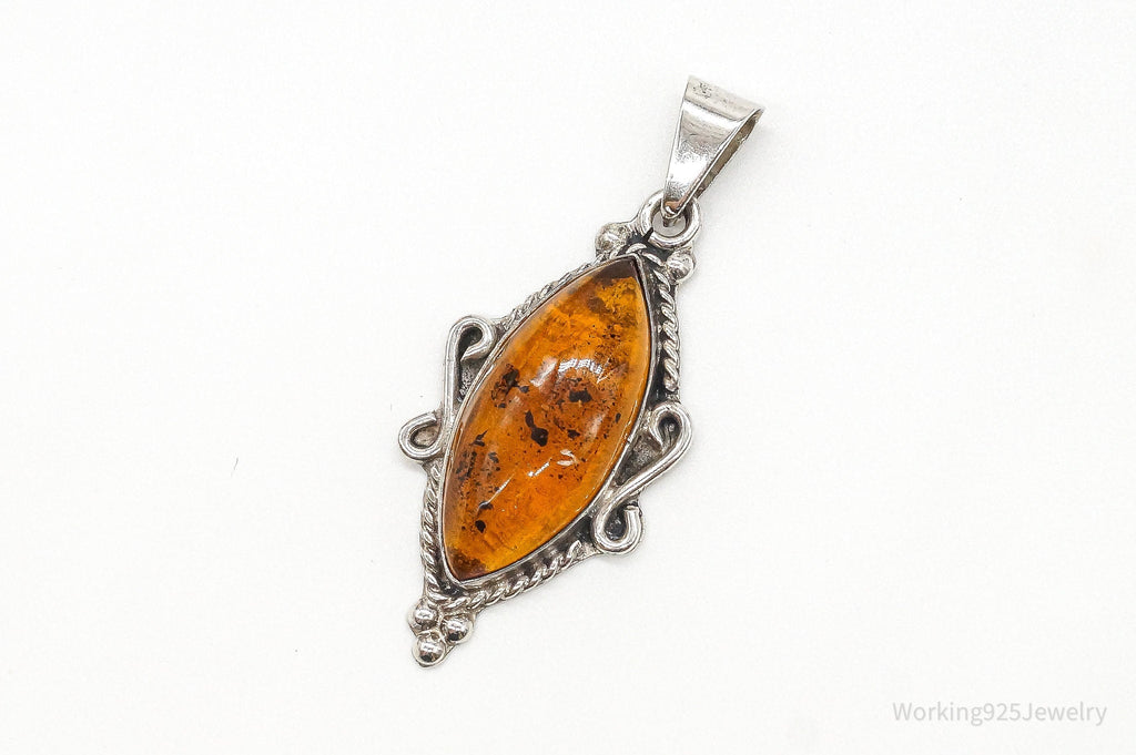 Large Vintage Baltic Amber Sterling Silver Necklace Pendant | Jewelry > Necklaces > Pendants | Wiccan Center