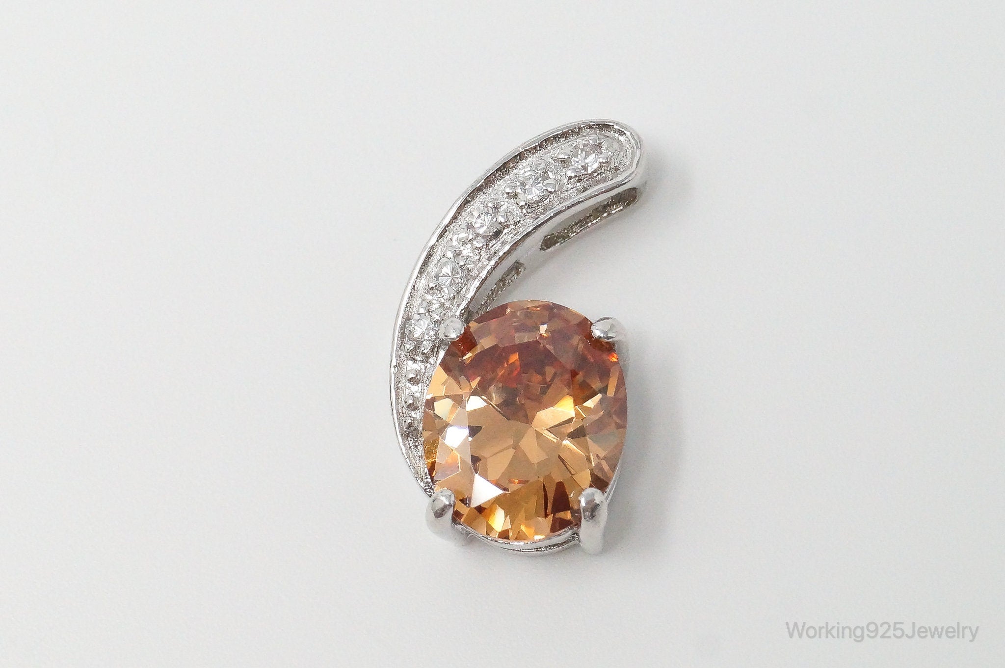 Vintage Art Deco Citrine Cubic Zirconia Sterling Silver Pendant | Jewelry > Necklaces > Pendants | Wiccan Center
