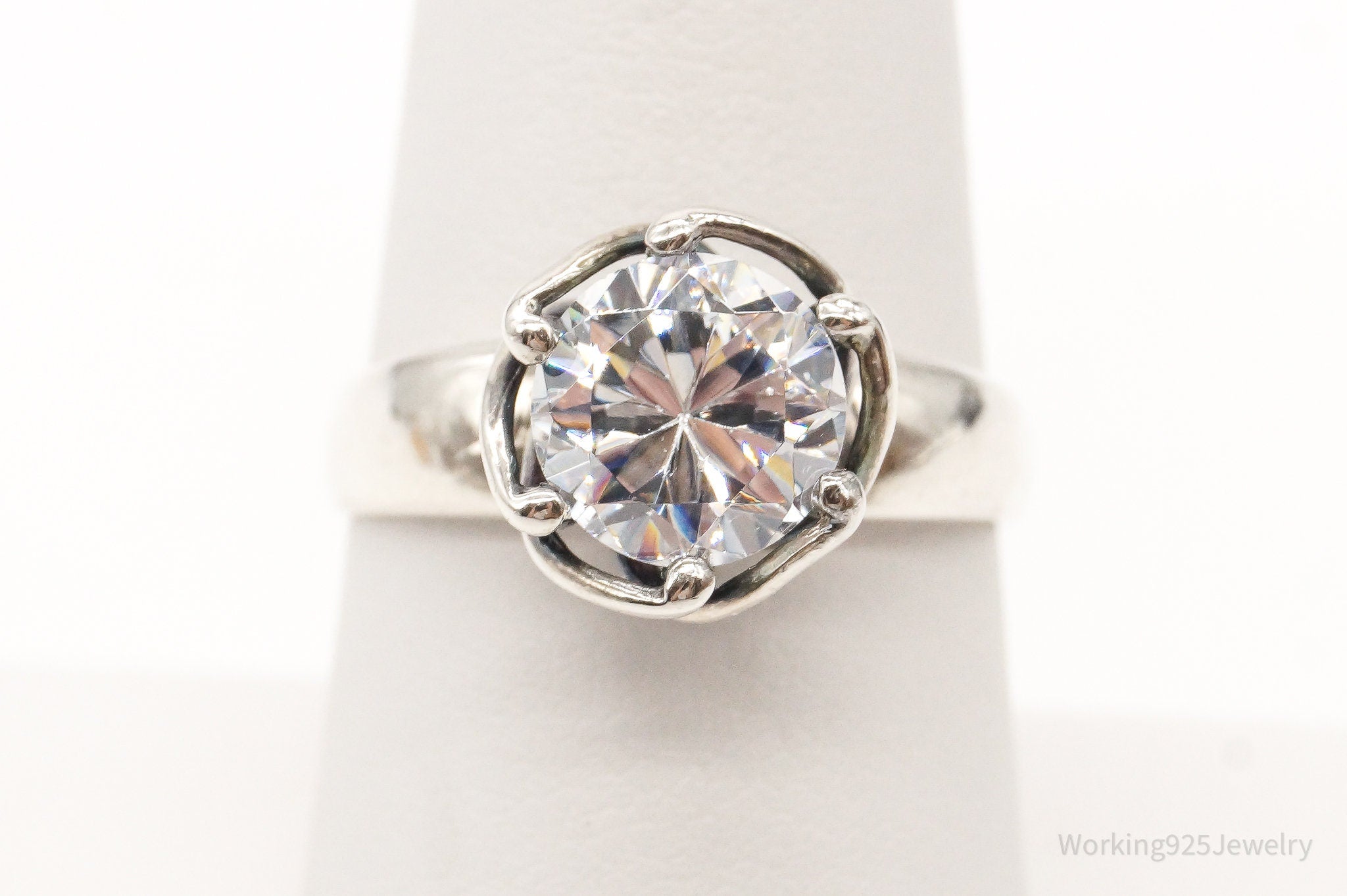 Vintage Cubic Zirconia Sterling Silver Ring - Size 7.75 | Jewelry > Rings | Wiccan Center