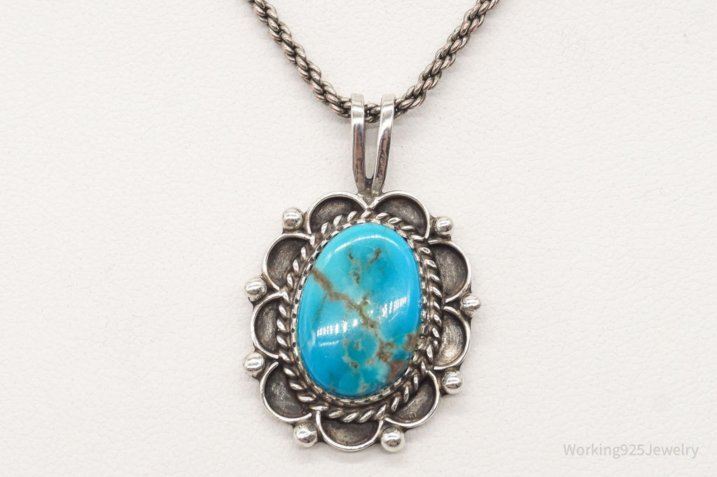 Vintage Native American Blue Turquoise Sterling Silver Necklace | Jewelry > Necklaces | Wiccan Center