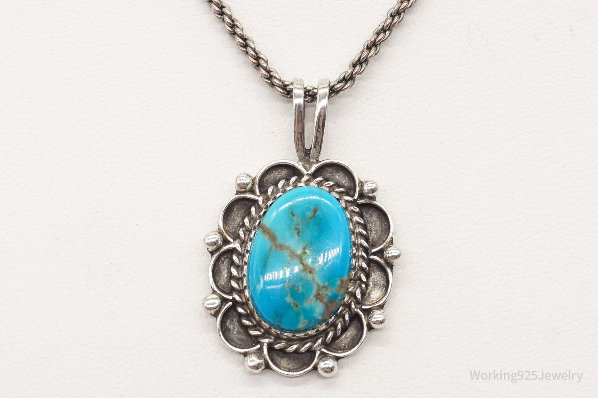 Vintage Native American Blue Turquoise Sterling Silver Necklace | Jewelry > Necklaces | Wiccan Center