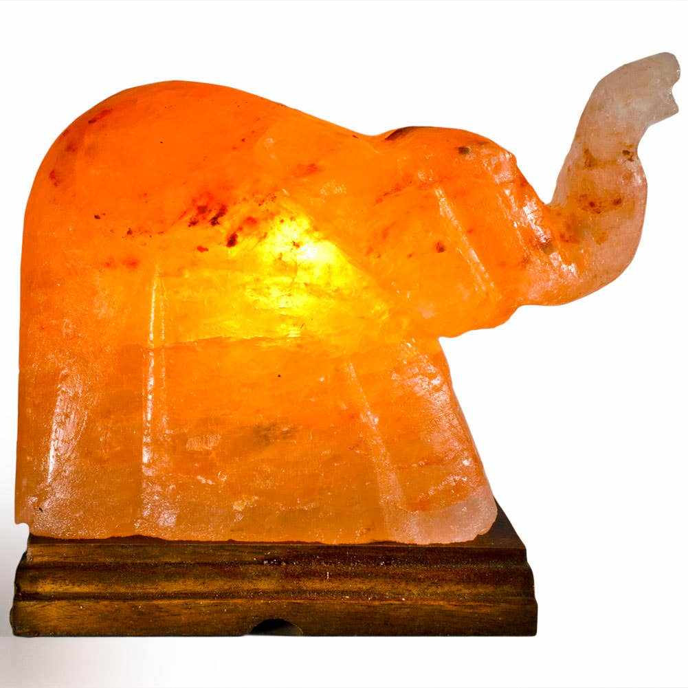 Elephant Shaped Salt Lamp - 9" avg. - Cord, Bulb, Dimmer | Lamp | Wiccan Center