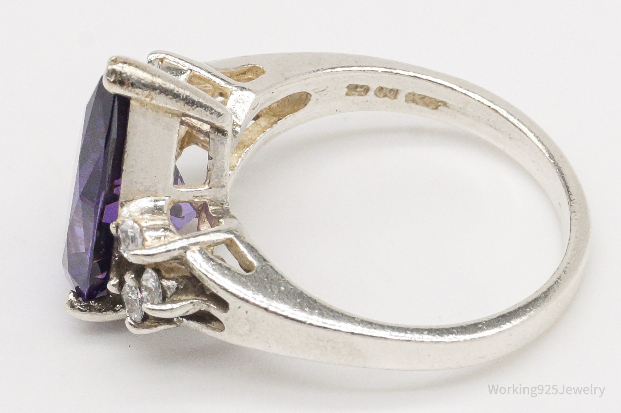 Vintage Purple & White Diamonique Sterling Silver Ring Size 6 | Jewelry > Rings | Wiccan Center