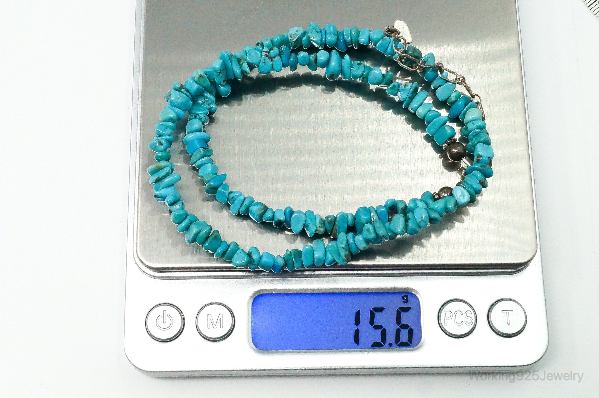 Vintage Native American Shop QT Turquoise Sterling Silver Bead Necklace | Jewelry > Necklaces > Pendants | Wiccan Center