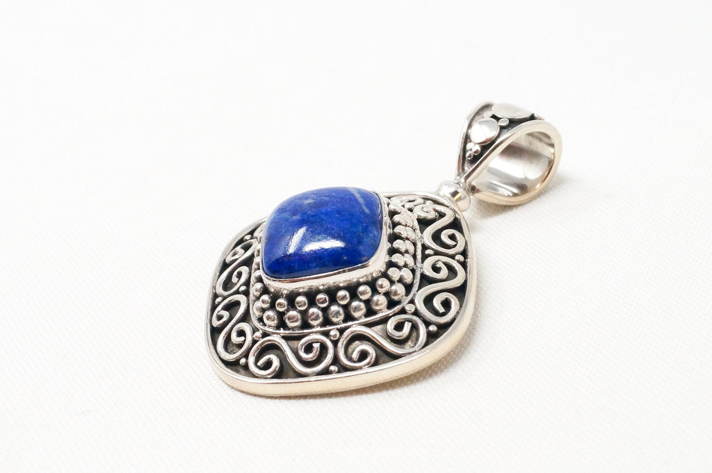 Vintage Designer BA Suarti Lapis Lazuli Bali Sterling Silver Necklace Pendant | Jewelry > Necklaces > Pendants | Wiccan Center