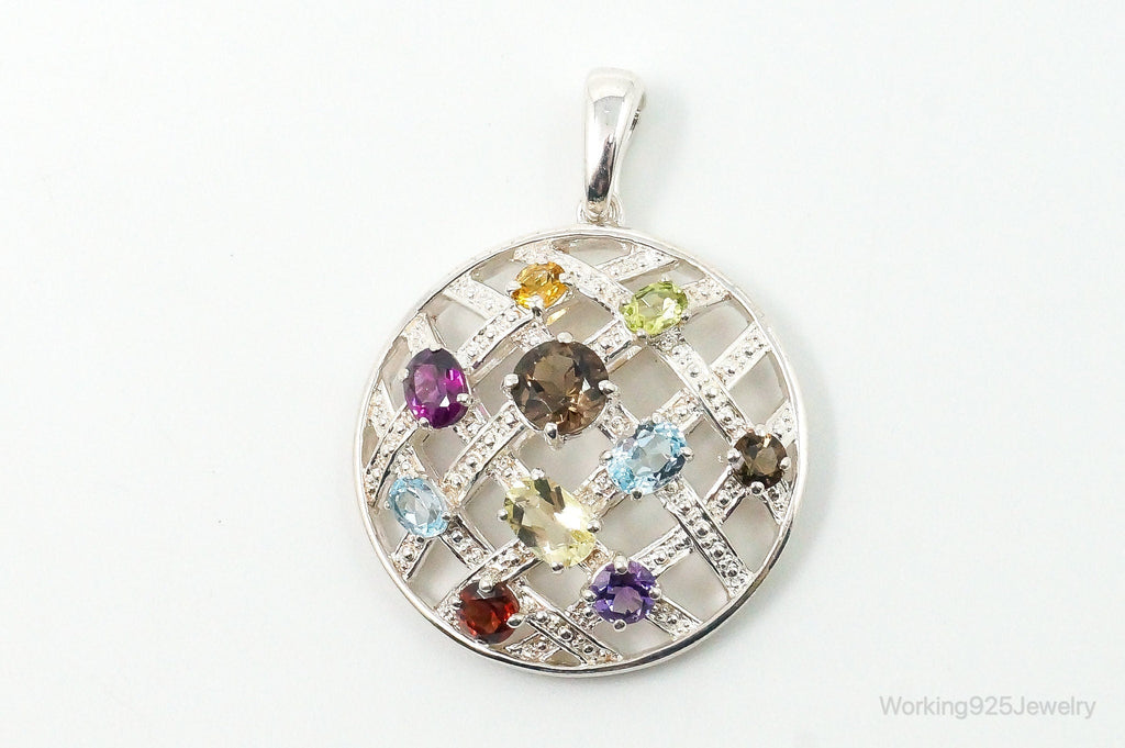 Vintage Multi Gemstone Sterling Silver Necklace Pendant | Jewelry > Necklaces > Pendants | Wiccan Center