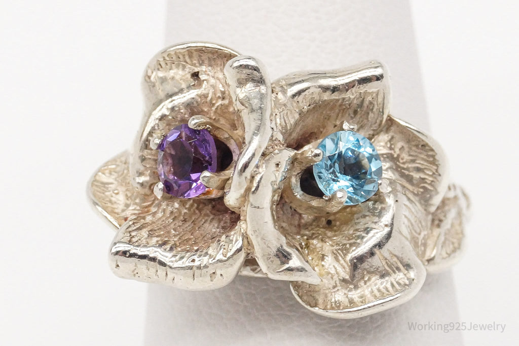 Vintage Blue Topaz Amethyst Silver Ring Size 7.25 | Jewelry > Rings | Wiccan Center
