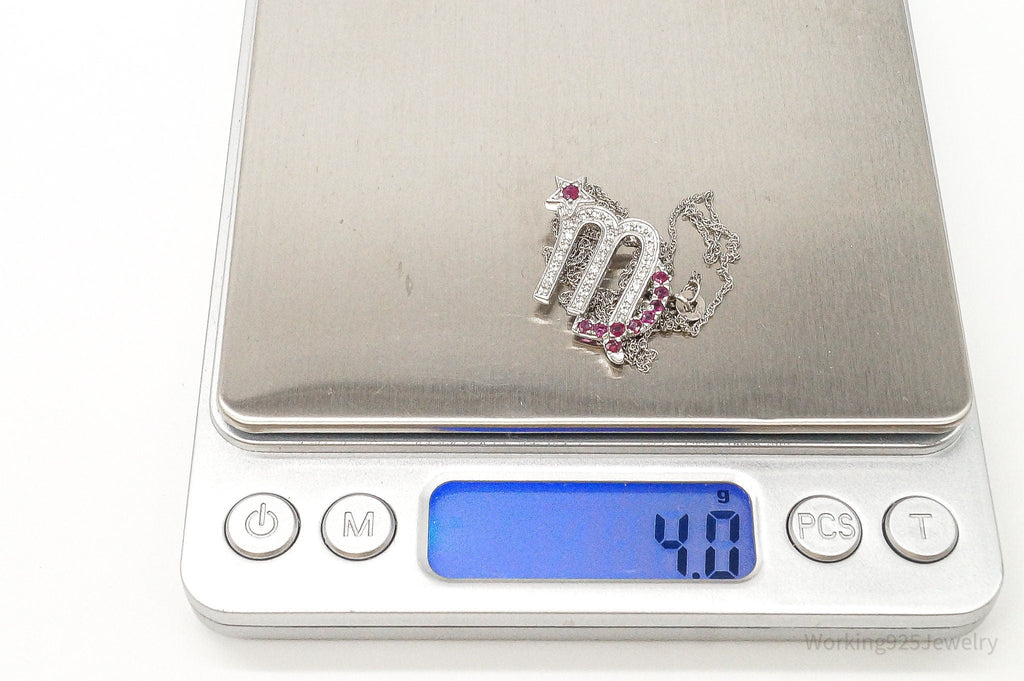 Ruby Cubic Zirconia Scorpio Sterling Silver Necklace | Jewelry > Necklaces > Pendants | Wiccan Center