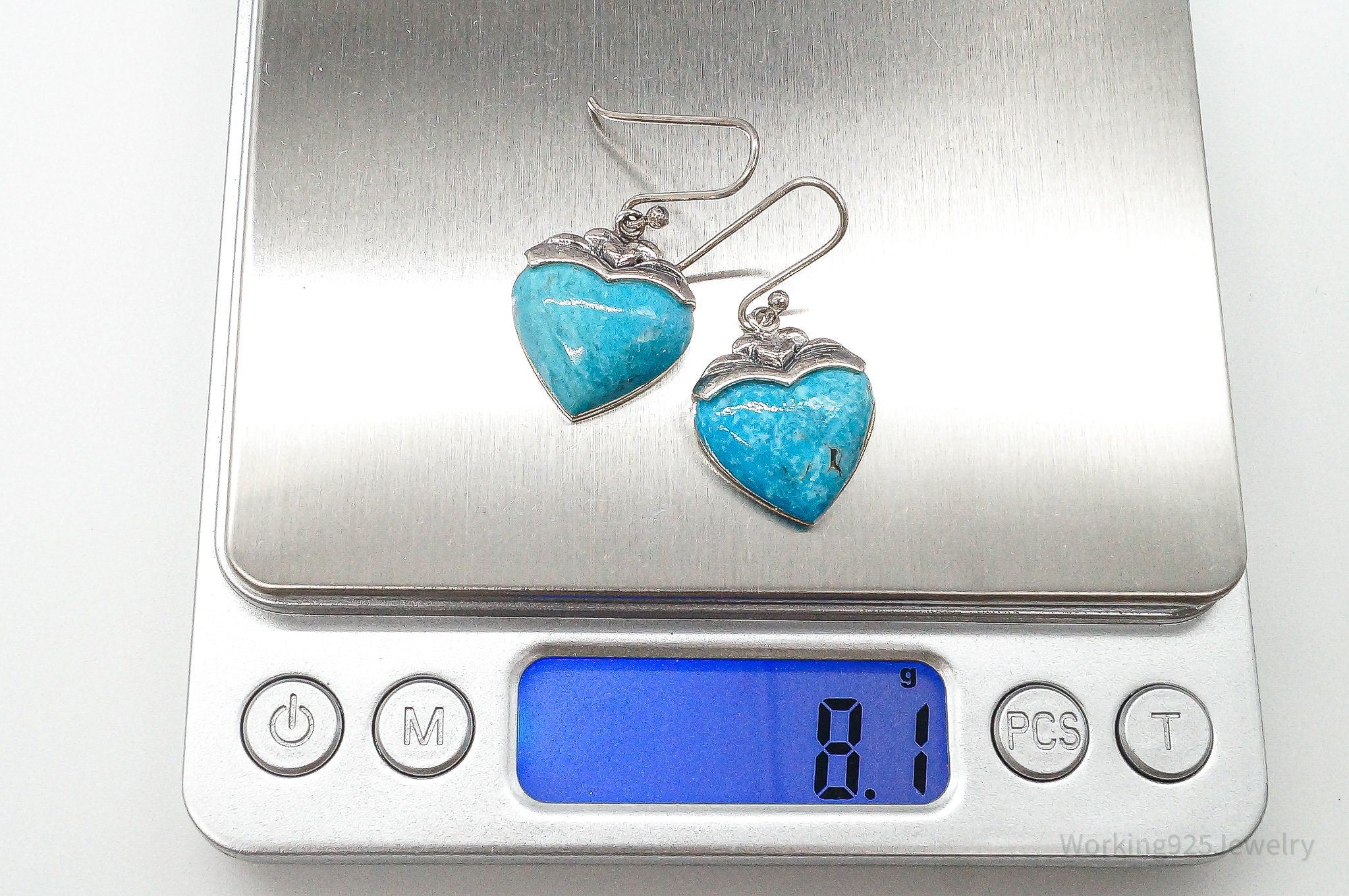 Designer SX Turquoise Hearts Sterling Silver Earrings | Jewelry > Earrings | Wiccan Center