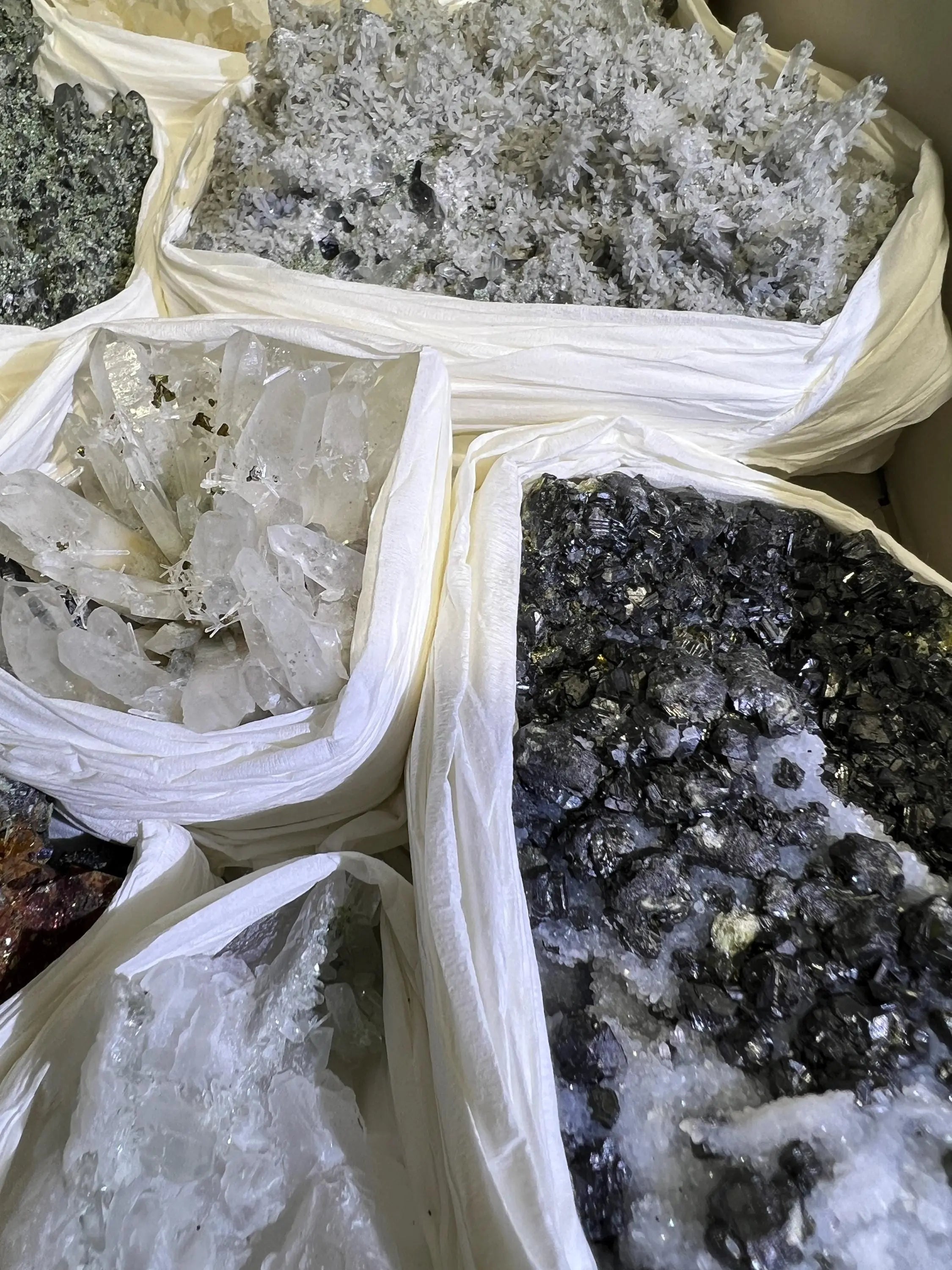 Bolivian Minerals Crystal Mixed Collection (Large 15x10 Inch Flat) Pyrite Sphalerite Galena Quartz Pink Mangano Calcite | Home & Living > Home Decor > Home Accents > Rocks & Geodes | Wiccan Center