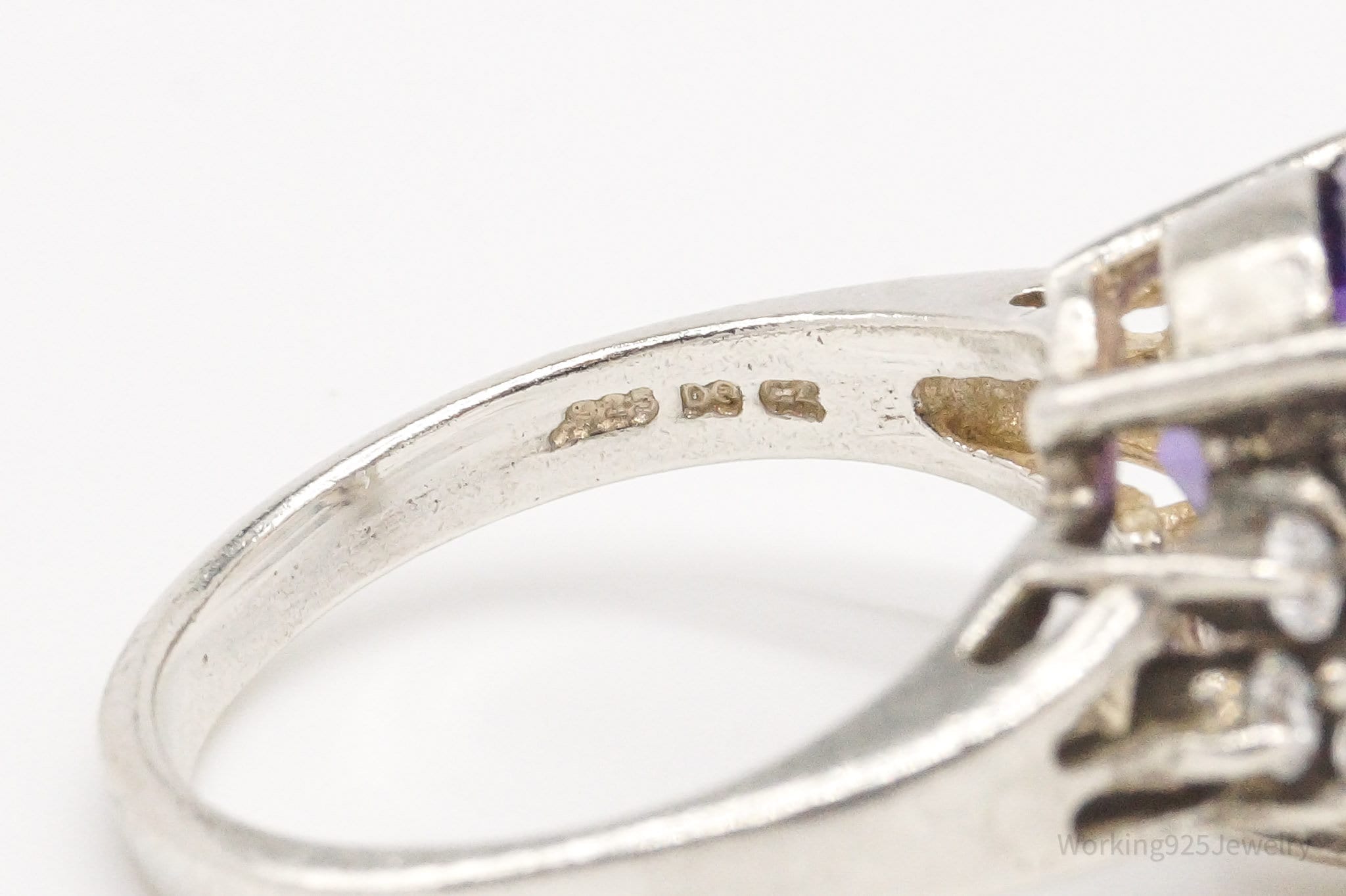 Vintage Purple & White Diamonique Sterling Silver Ring Size 6 | Jewelry > Rings | Wiccan Center