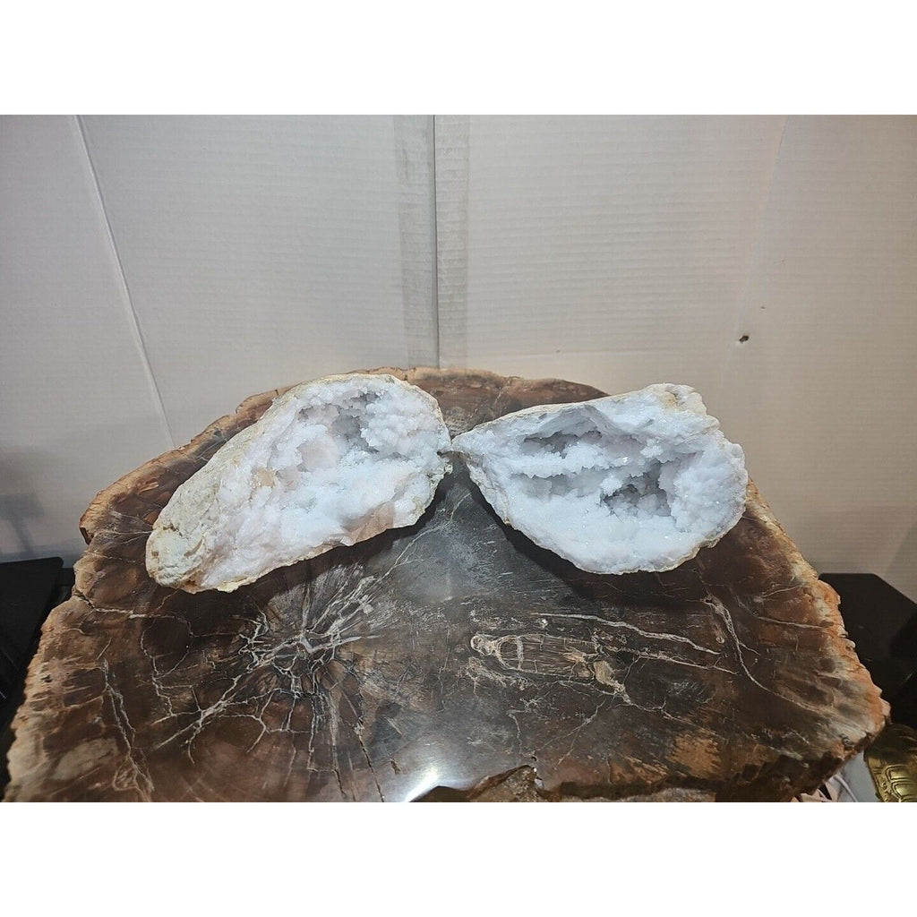 Moroccan Quartz Geode Pair with Display Stands — 3.88 lbs | CrystalCloud Company | Geodes & Clusters | Wiccan Center