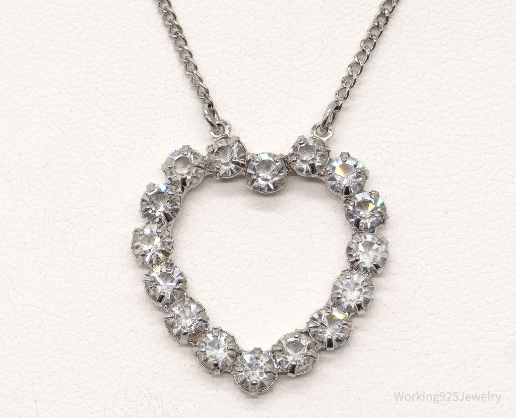 Antique Crystal Heart Sterling Silver Necklace 16" | Jewelry > Necklaces > Pendants | Wiccan Center