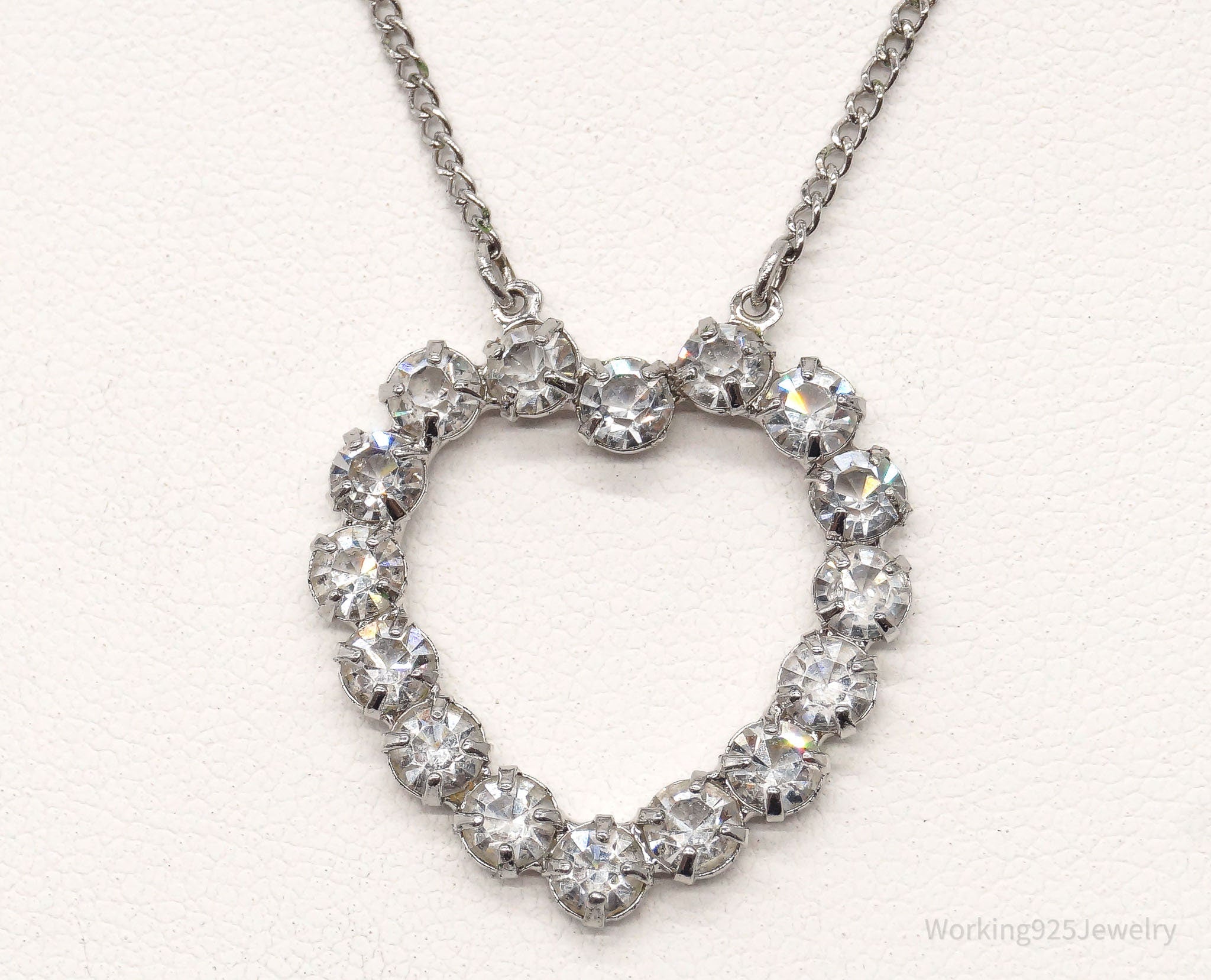 Antique Crystal Heart Sterling Silver Necklace 16" | Jewelry > Necklaces > Pendants | Wiccan Center