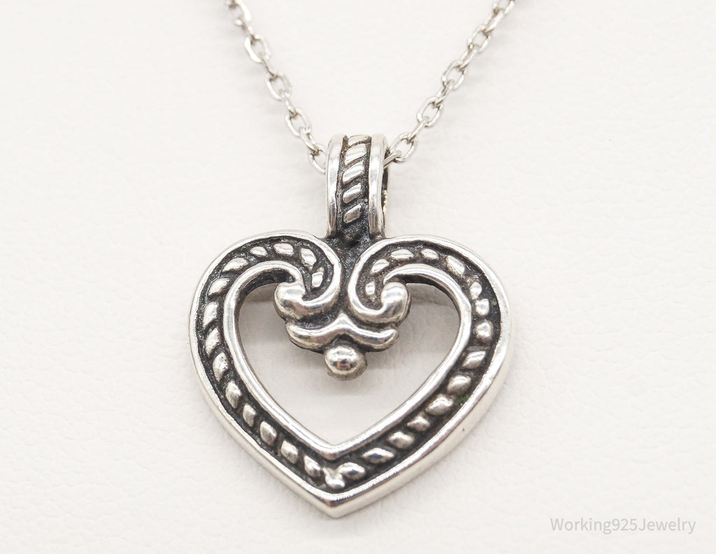 Vintage Designer ATI Art Deco Open Heart Sterling Silver Necklace | Jewelry > Necklaces > Pendants | Wiccan Center