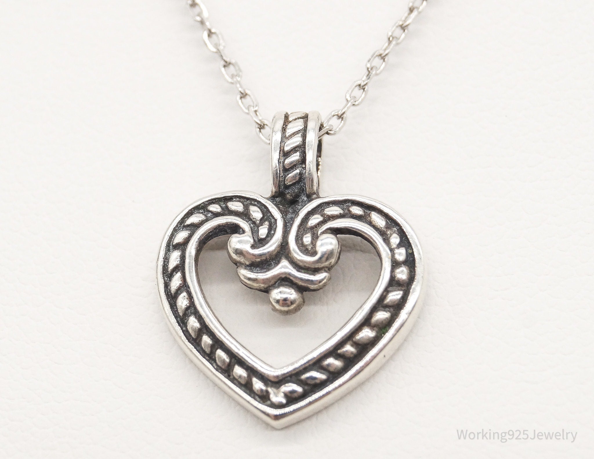Vintage Designer ATI Art Deco Open Heart Sterling Silver Necklace | Jewelry > Necklaces > Pendants | Wiccan Center