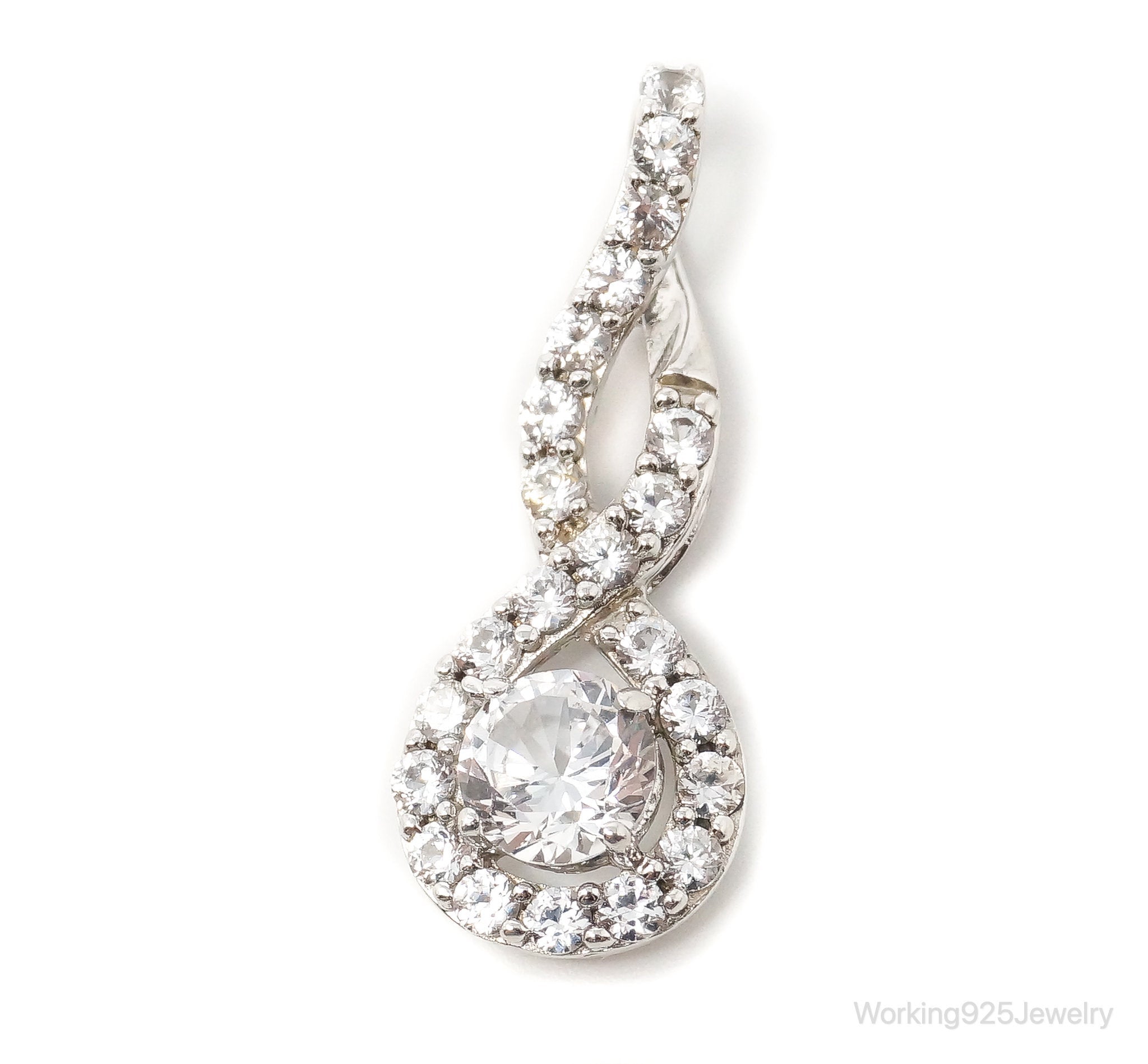 Vintage Art Deco Cubic Zirconia Sterling Silver Necklace Pendant | Jewelry > Necklaces > Pendants | Wiccan Center