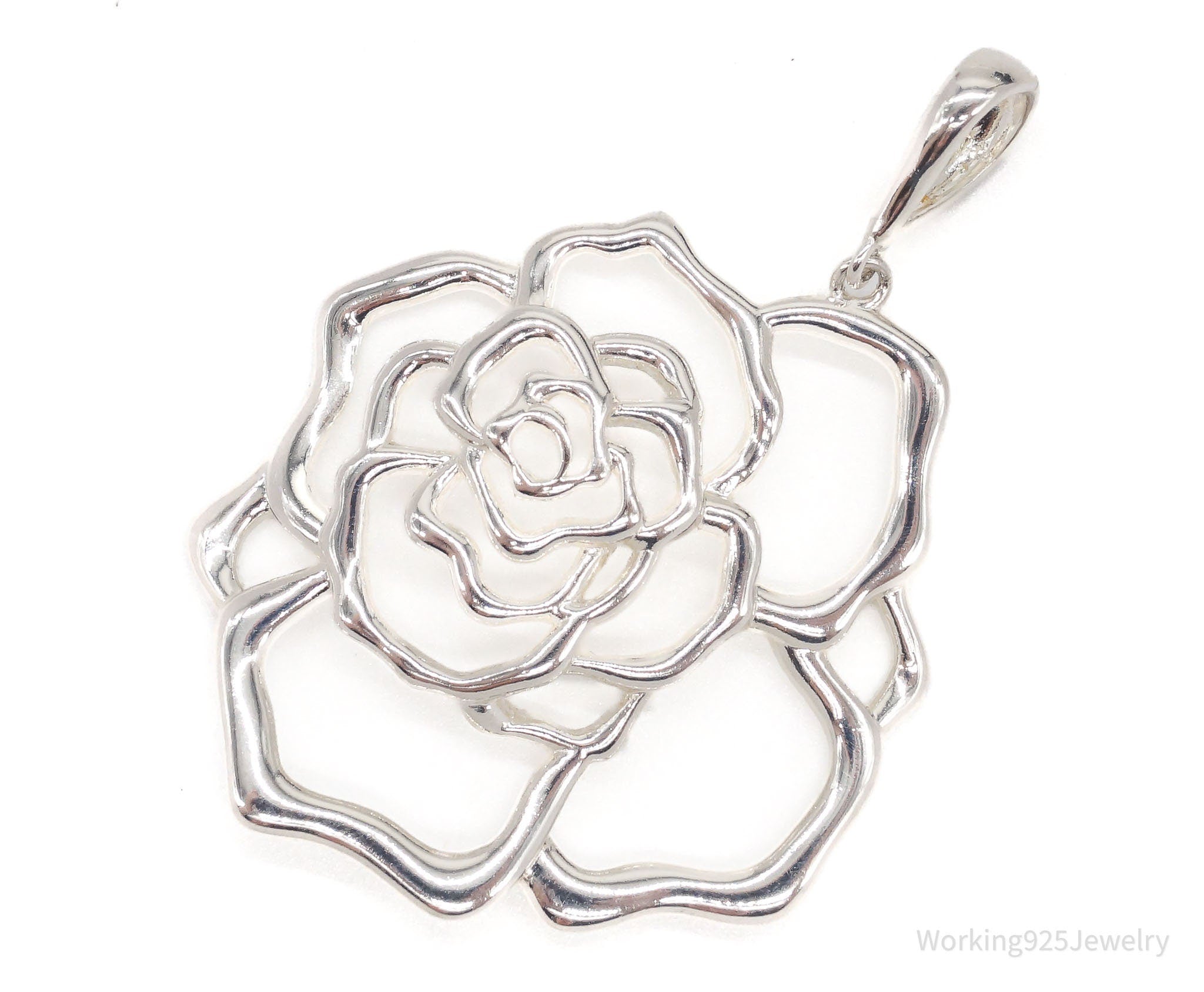 Large Vintage Designer JCM Jacmel Mauritius Sterling Silver Rose Pendant | Jewelry > Necklaces > Pendants | Wiccan Center