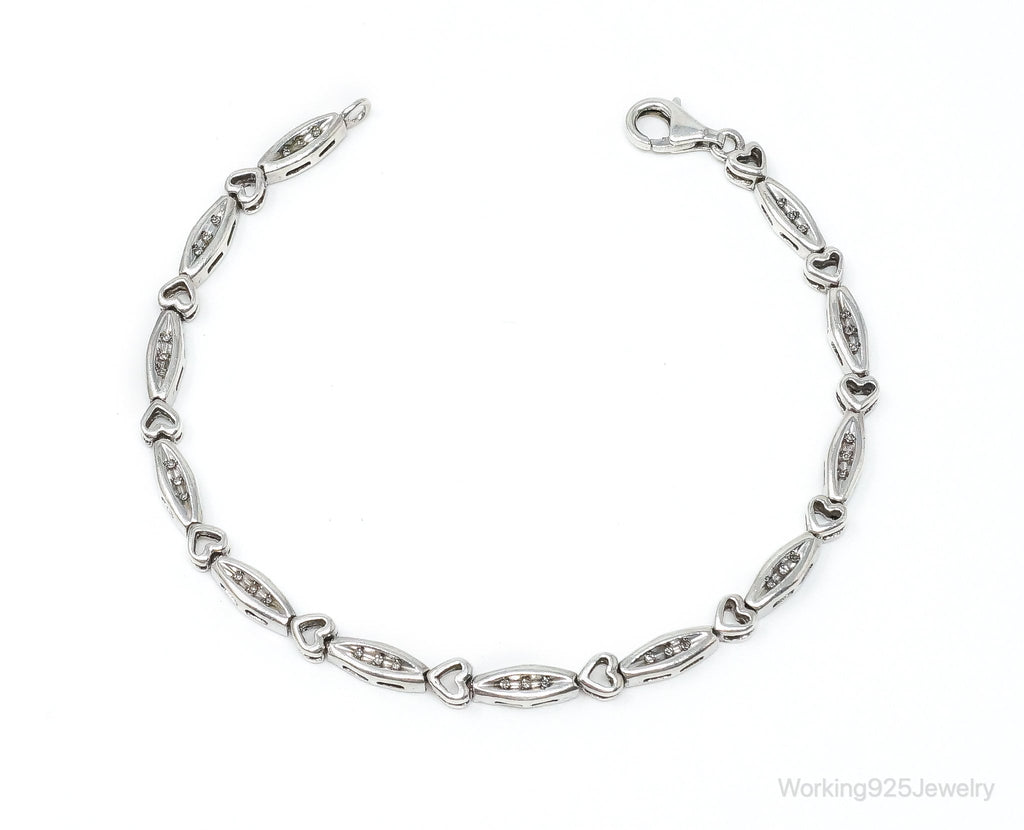 Vintage Diamonds Linked Hearts Sterling Silver Bracelet | Jewelry > Bracelets | Wiccan Center