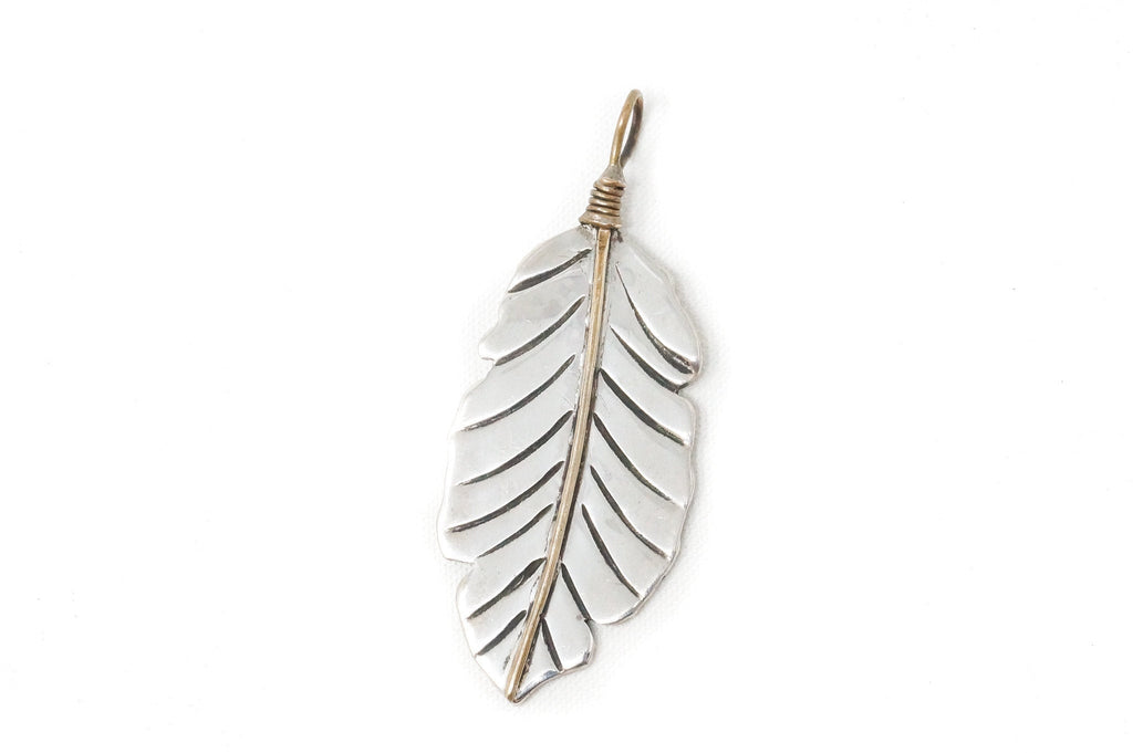 Native American Tobias Brass Feather Handmade Sterling Silver Necklace Pendant | Jewelry > Necklaces > Pendants | Wiccan Center