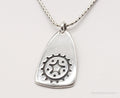 Vintage Gear Tab Tag "Crank It" Sterling Silver Necklace | Jewelry > Necklaces > Pendants | Wiccan Center