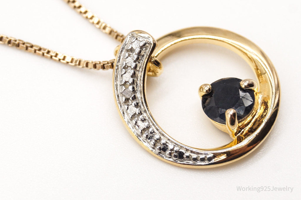 Designer Ross Simons Sapphires One Diamond Gold Vermeil Sterling Silver Necklace | Jewelry > Necklaces > Pendants | Wiccan Center