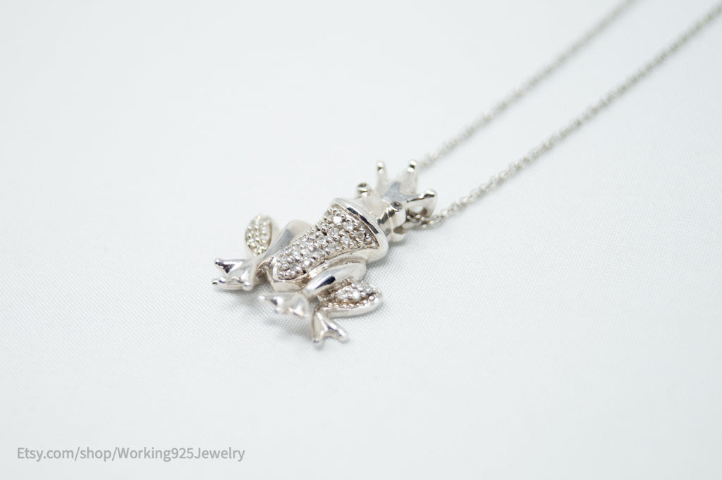 Vintage Diamond King Frog Toad Sterling Silver Necklace | Jewelry > Necklaces > Pendants | Wiccan Center