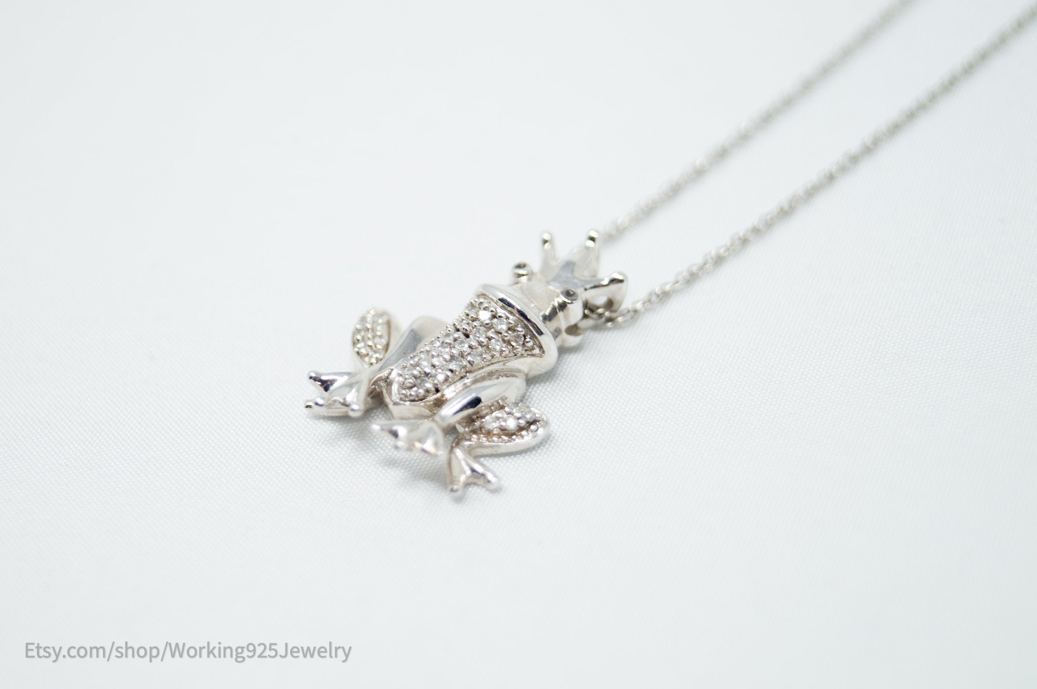 Vintage Diamond King Frog Toad Sterling Silver Necklace | Jewelry > Necklaces > Pendants | Wiccan Center