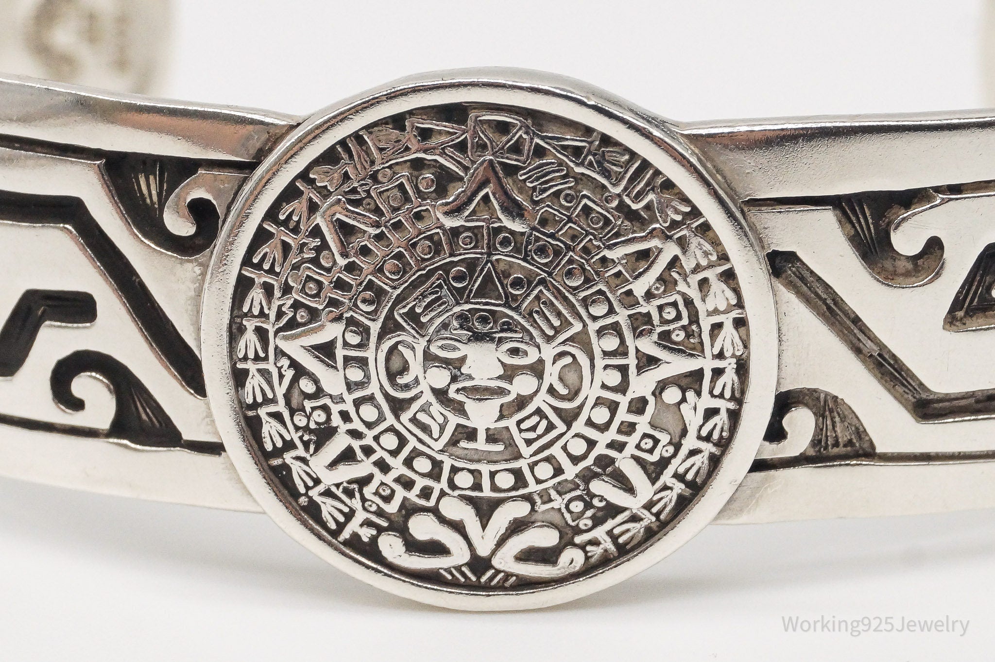 Vintage Escorcia Mexico Mayan Calendar Sterling Silver Cuff Bracelet | Jewelry > Bracelets | Wiccan Center