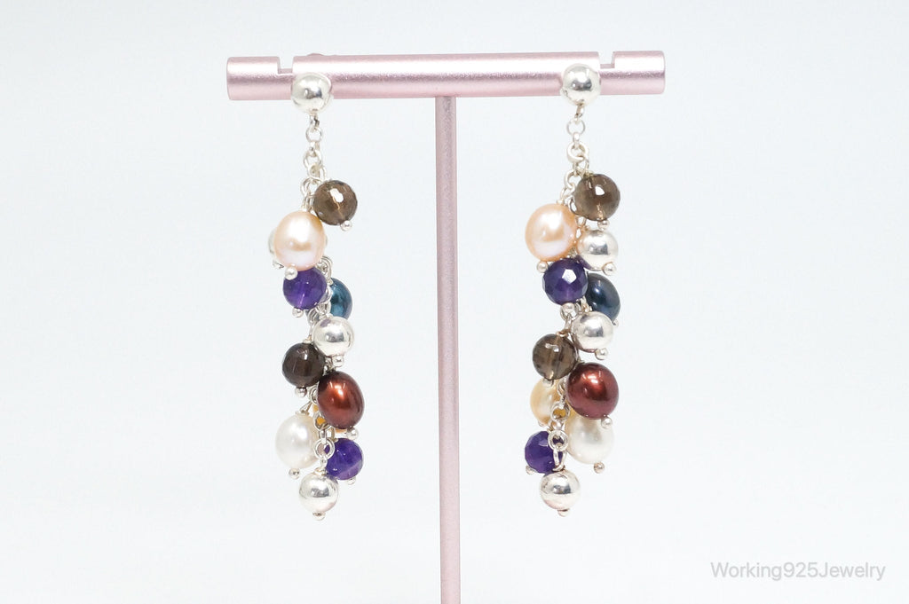 Vintage Italian Designer Multi Gem Sterling Silver Earrings | Jewelry > Earrings | Wiccan Center