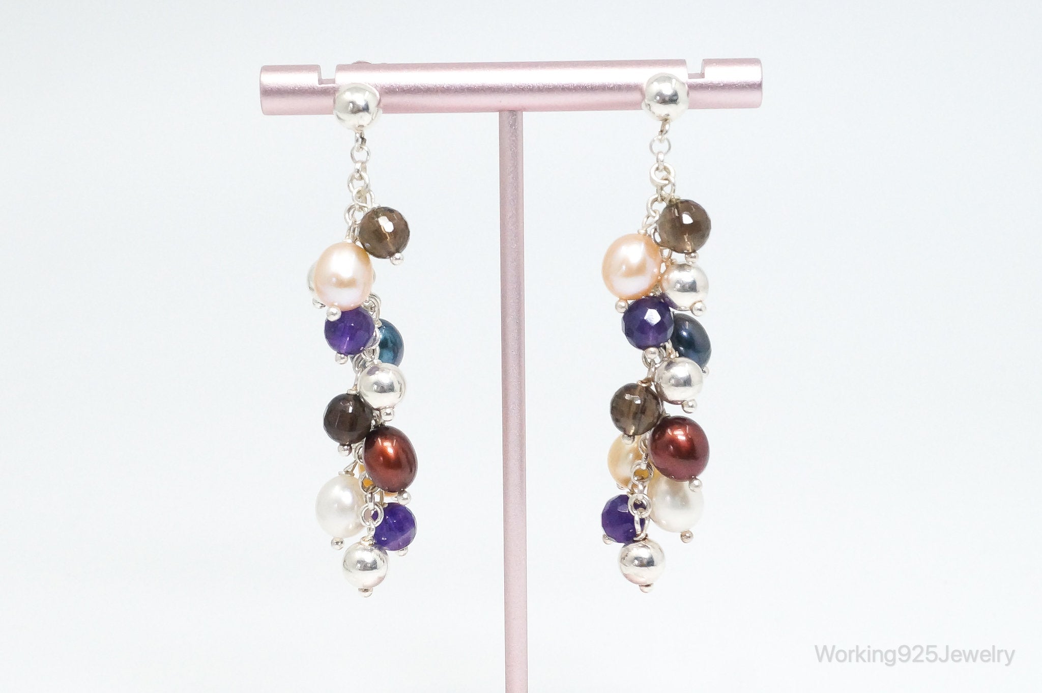 Vintage Italian Designer Multi Gem Sterling Silver Earrings | Jewelry > Earrings | Wiccan Center