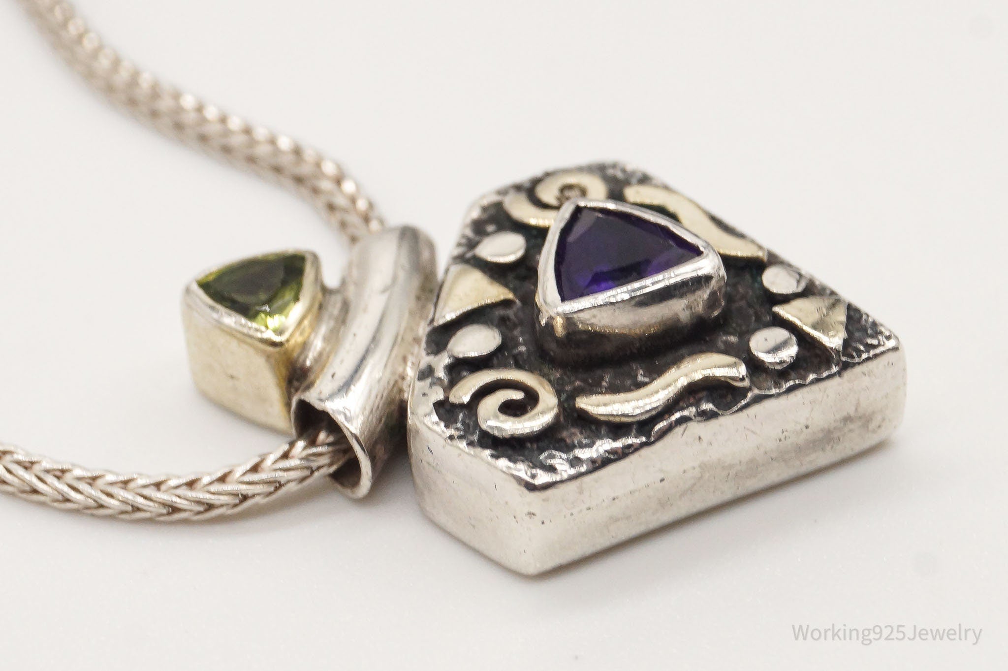 Vintage Amethyst Peridot Sterling Silver Necklace | Jewelry > Necklaces > Pendants | Wiccan Center