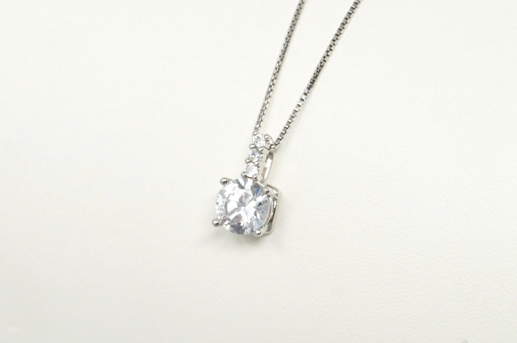 Lovely Large Simulated Diamond Sweetheart Necklace Sterling Silver 16" | Jewelry > Necklaces > Pendants | Wiccan Center