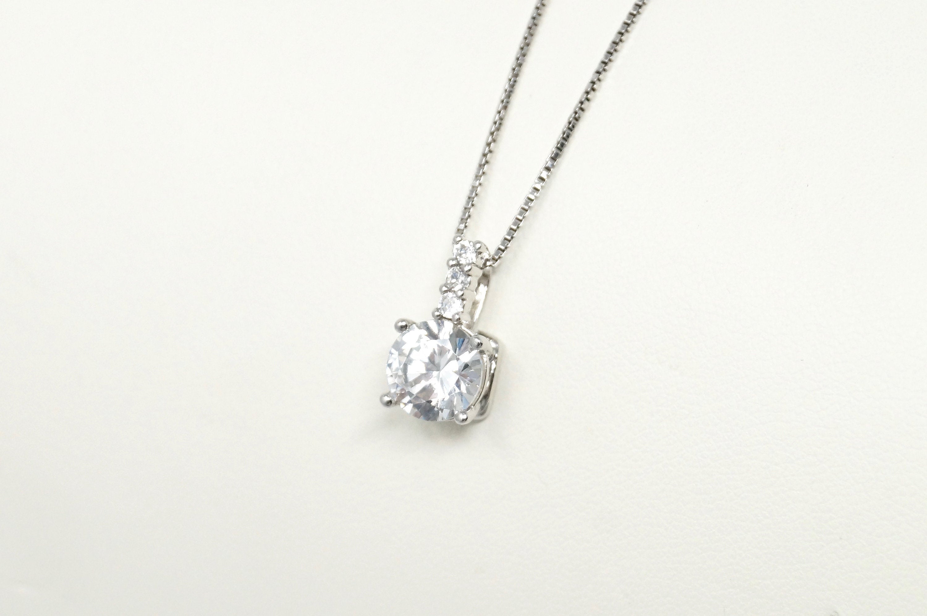 Lovely Large Simulated Diamond Sweetheart Necklace Sterling Silver 16" | Jewelry > Necklaces > Pendants | Wiccan Center