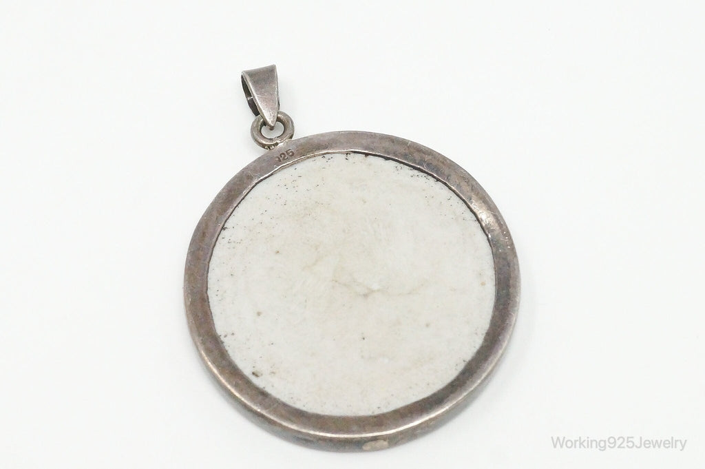 Vintage White Blue Ming Porcelain Sterling Silver Pendant | Jewelry > Necklaces > Pendants | Wiccan Center
