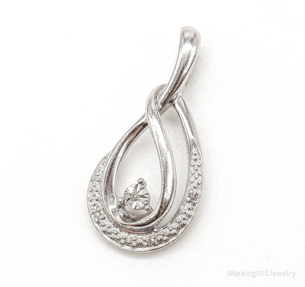 Vintage Designer 4 Diamond Sterling Silver Pendant | Jewelry > Necklaces > Pendants | Wiccan Center