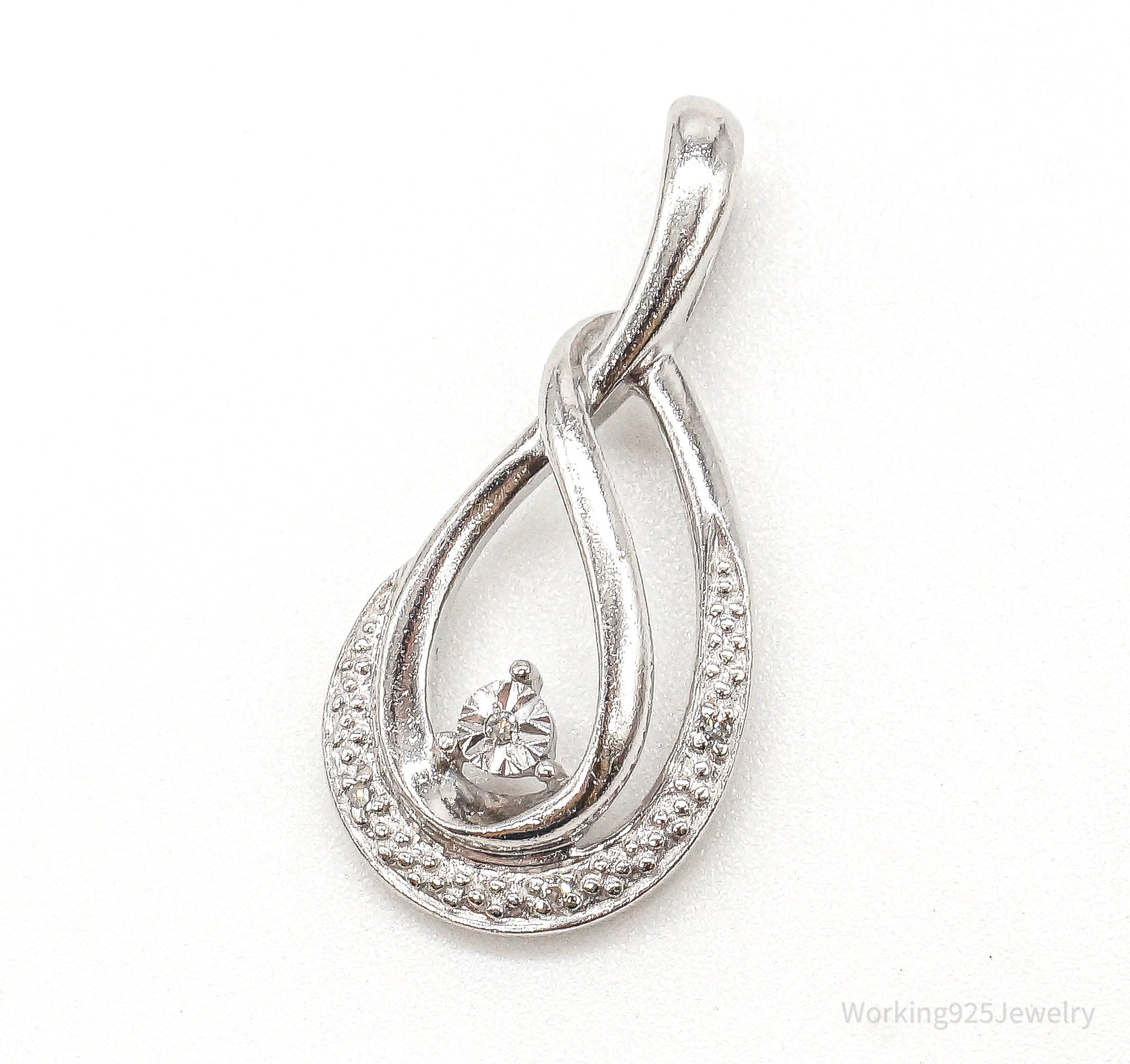 Vintage Designer 4 Diamond Sterling Silver Pendant | Jewelry > Necklaces > Pendants | Wiccan Center
