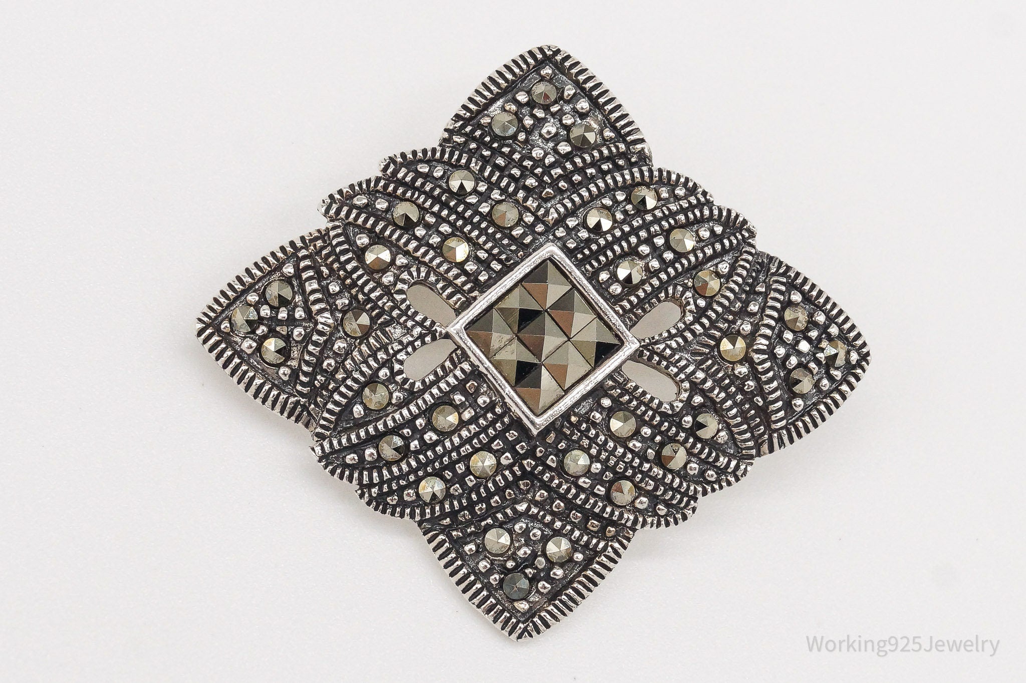 Vintage Marcasite Art Deco Sterling Silver Brooch Pin | Jewelry > Brooches, Pins & Clips | Wiccan Center