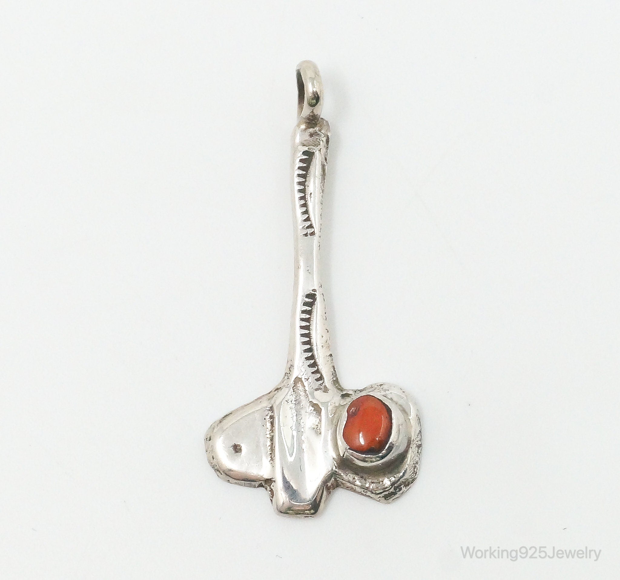 Vintage Handmade Native American Unsigned Coral Sterling Silver Pendant | Jewelry > Necklaces > Pendants | Wiccan Center