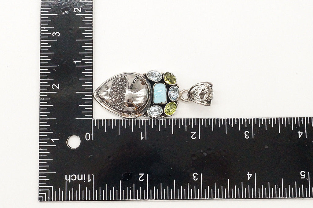 Vintage Multi Gemstone Sterling Silver Necklace Pendant | Jewelry > Necklaces > Pendants | Wiccan Center