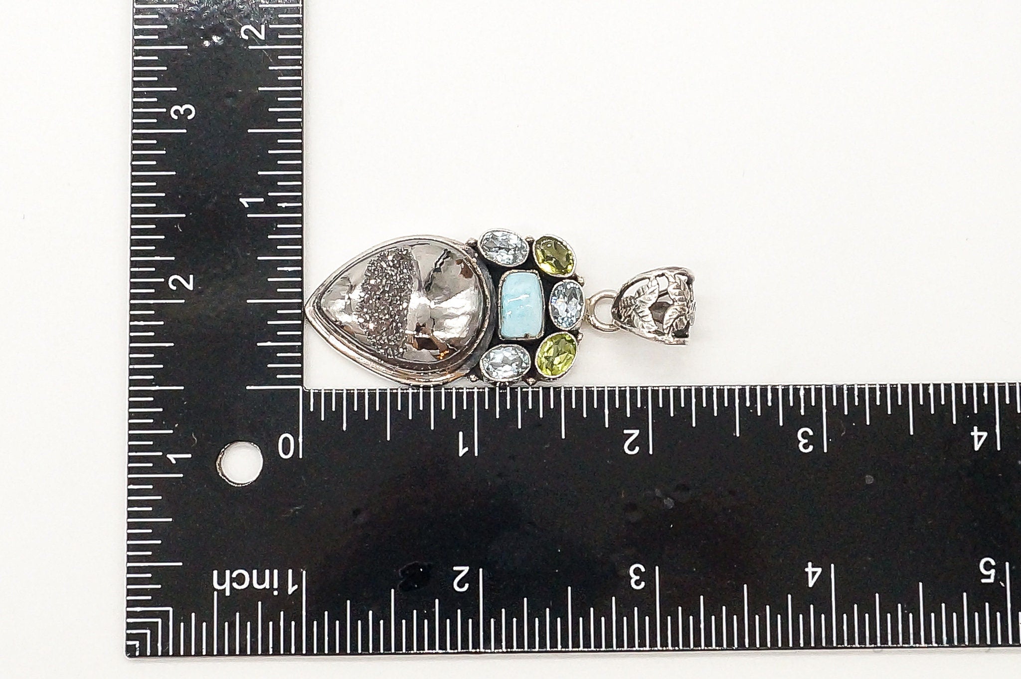 Vintage Multi Gemstone Sterling Silver Necklace Pendant | Jewelry > Necklaces > Pendants | Wiccan Center