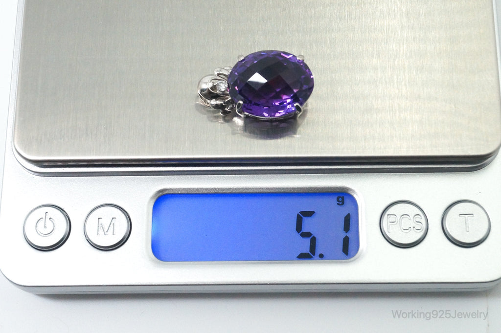 Vintage Amethyst Cubic Zirconia Sterling Silver Necklace Pendant | Jewelry > Necklaces > Pendants | Wiccan Center
