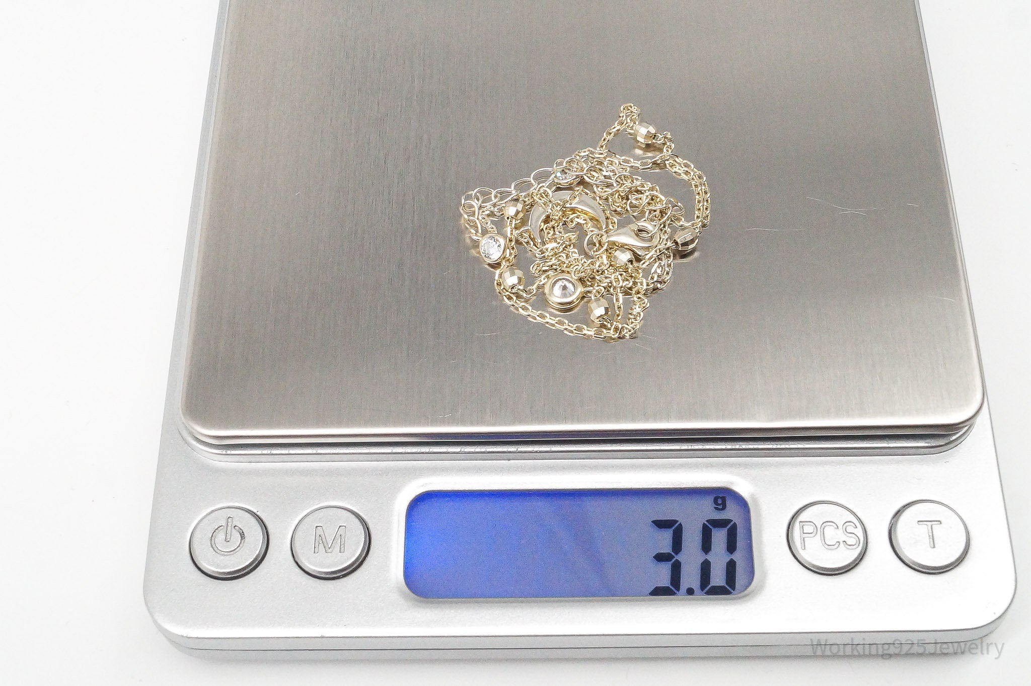 Vintage Cubic Zirconia Moon Charm Sterling Silver Necklace | Jewelry > Necklaces | Wiccan Center