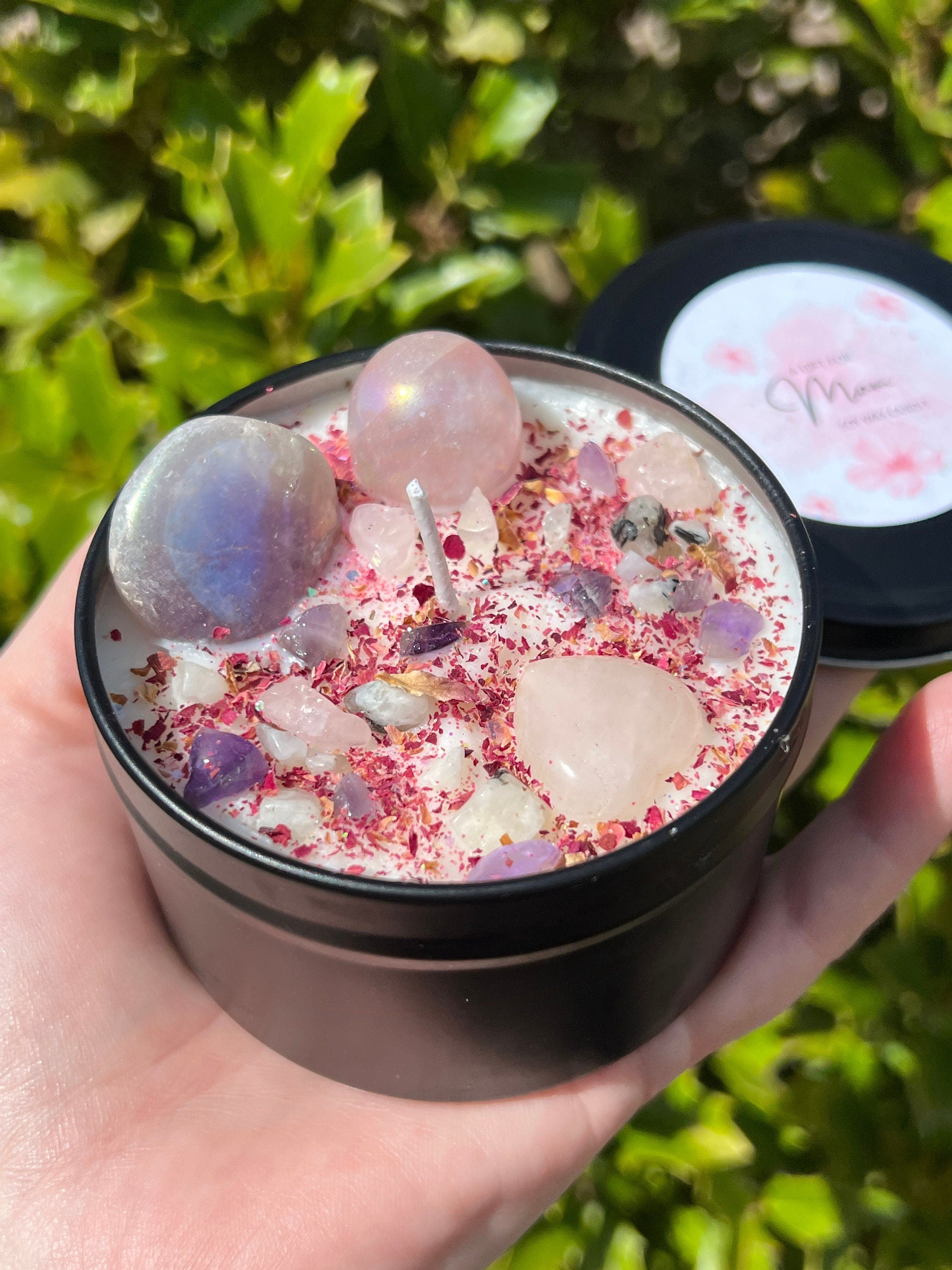 Happy Mother's Day Crystal Candle | Celebrate Wife Sister New Mom Birthday Motherhood Gift For Her | Witchy Woman Altar Spell Magic Scented | | Wiccan Center