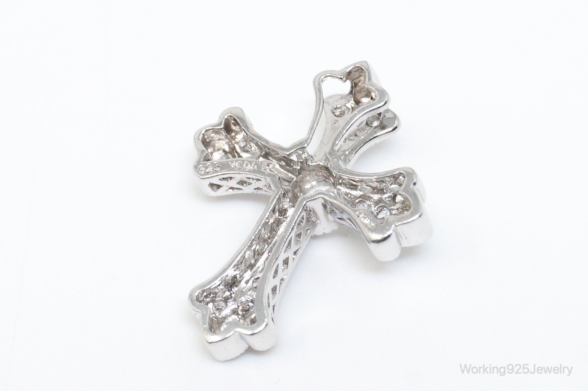 Vintage Designer MEDA Cubic Zirconia Cross Sterling Silver Necklace Pendant | Jewelry > Necklaces > Pendants | Wiccan Center