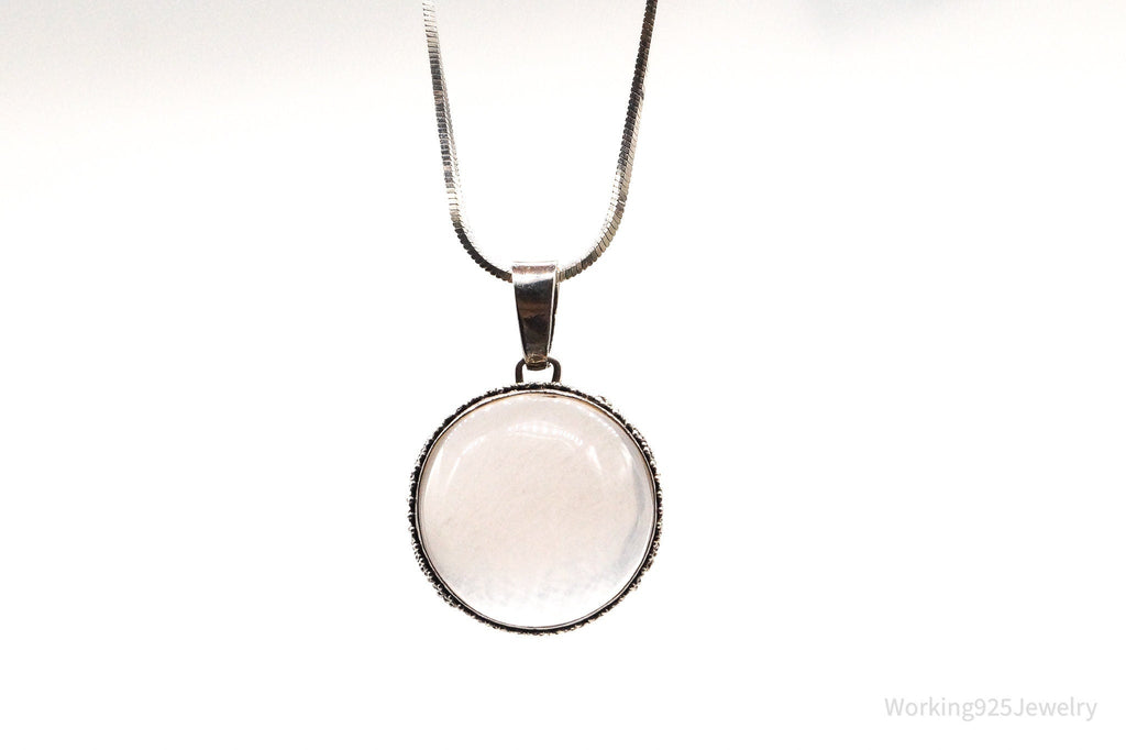 Vintage Large Rose Quartz Sterling Silver Necklace | Jewelry > Necklaces > Pendants | Wiccan Center
