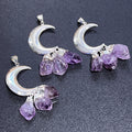 Amethyst Crystal Crescent Moon Pendant (Silver Plated)(3 Crystals) Gemstone Jewelry Necklace Supply | Craft Supplies & Tools > Beads, Gems & Cabochons > Charms & Pendants > Pendants | Wiccan Center
