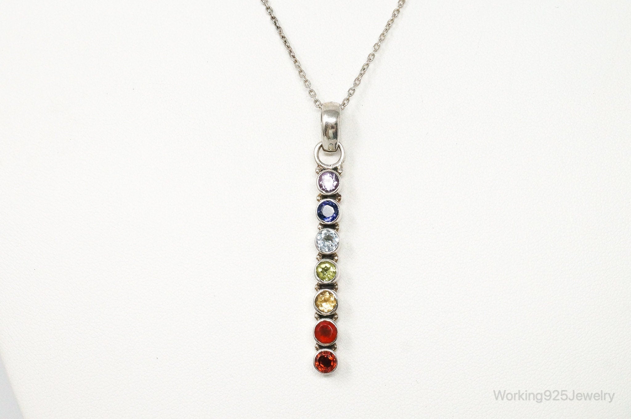 Vintage Multi Gemstone Sterling Silver Necklace | Jewelry > Necklaces > Pendants | Wiccan Center
