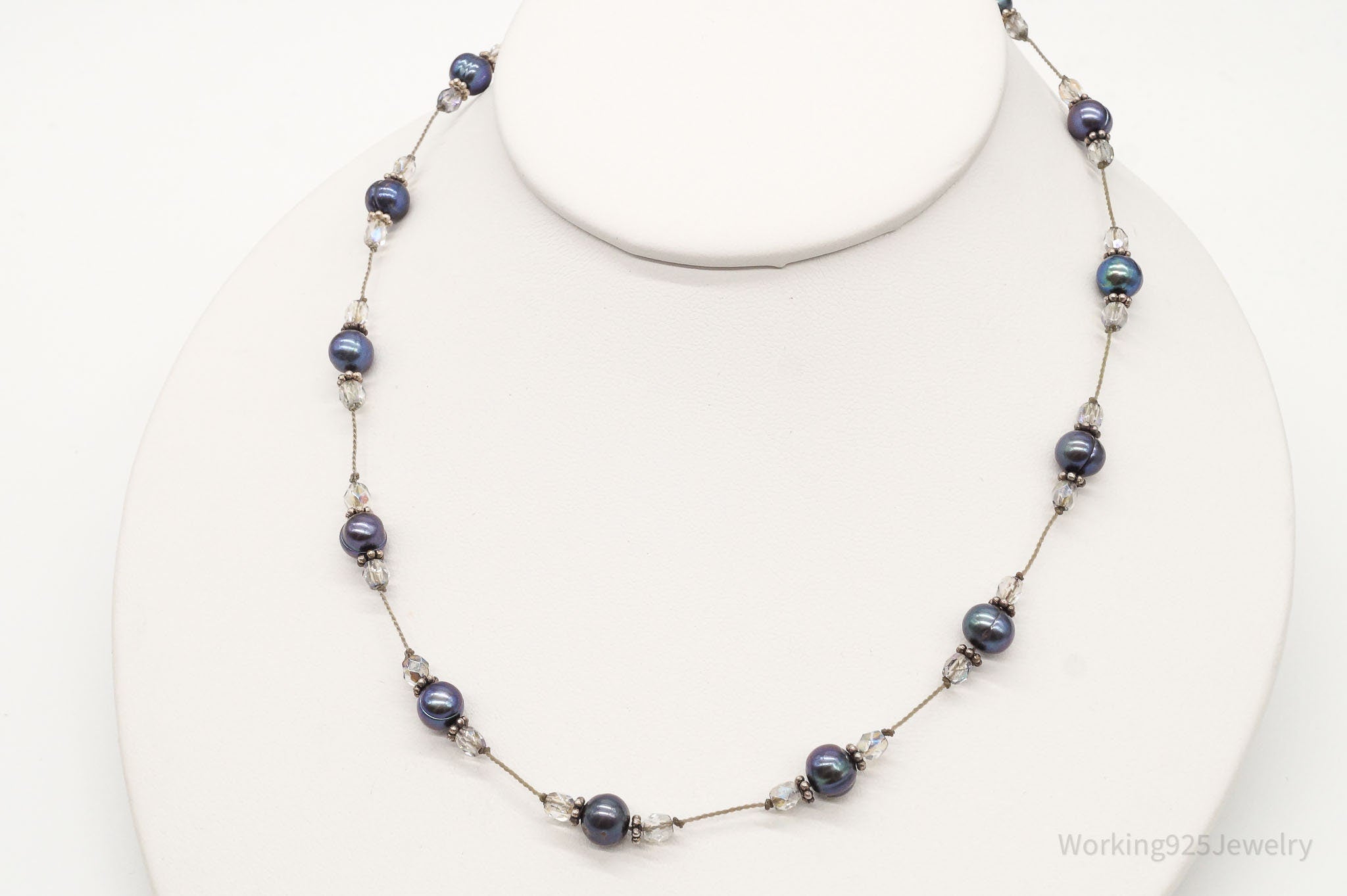 Vintage Tahitian Pearl & Glass Bead Sterling Silver String Necklace | Jewelry > Necklaces > Pendants | Wiccan Center